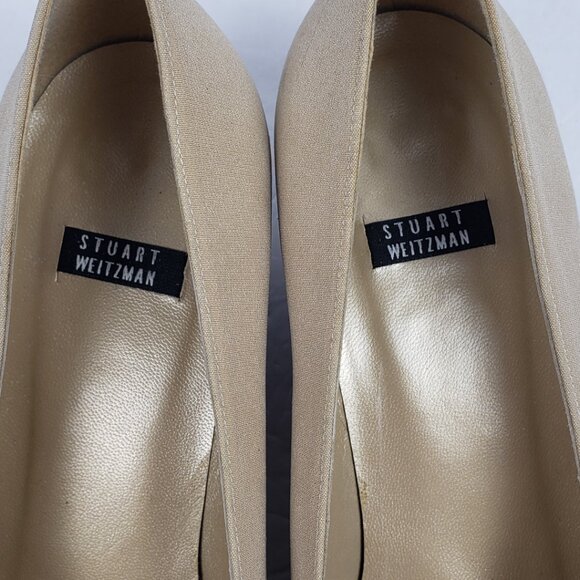 Stuart Weitzman 8B Tan Gold Womens Heels Shoes Pumps Spain - Picture 14 of 16